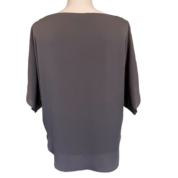 Milly Grey Silk Short Sleeve High Low Blouse Small - Picture 3 of 10